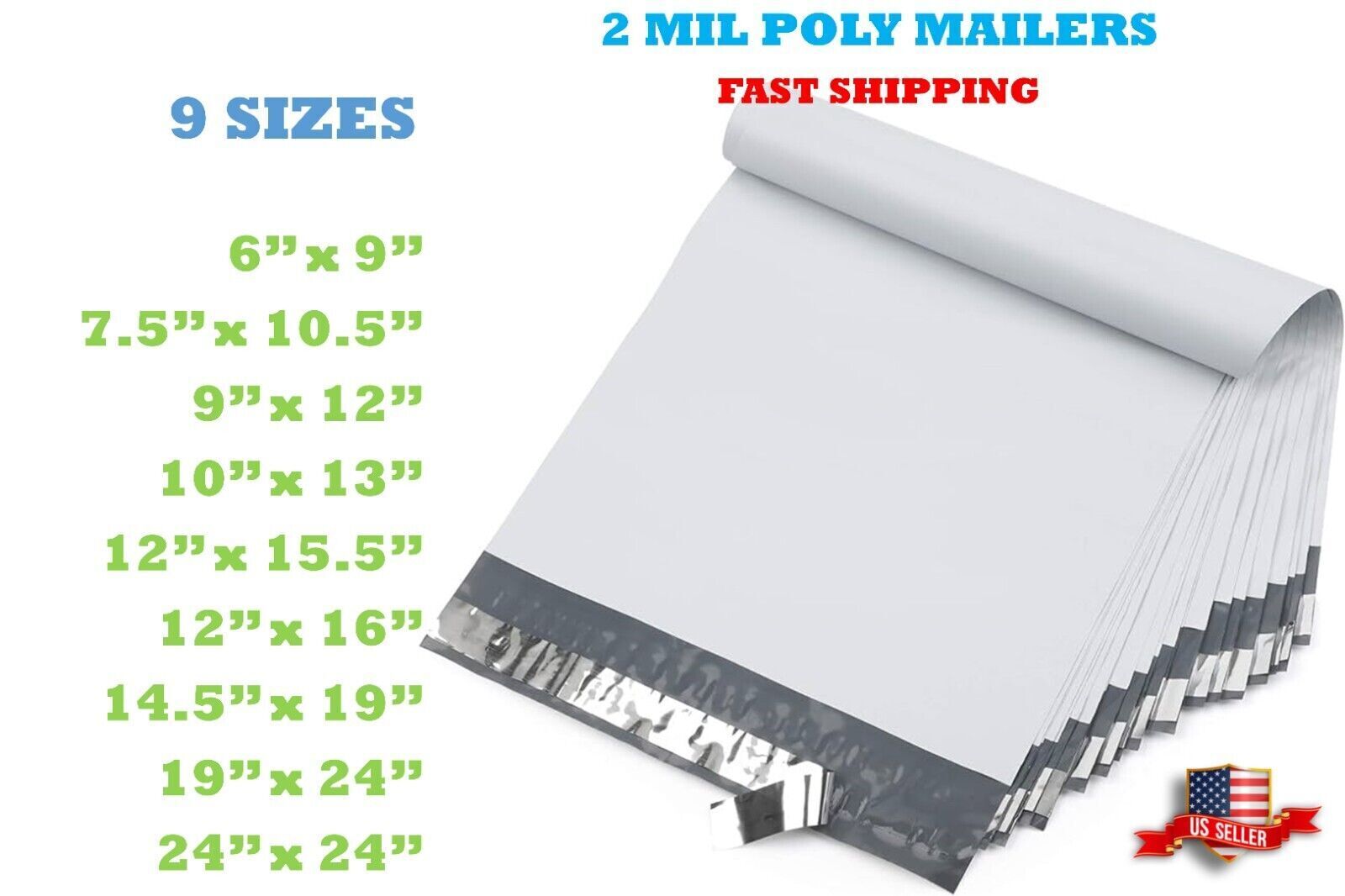 Poly Mailers Shipping Bag 5x7 6x9 9x12 10x13 7.5x10.5 12x15.5 14.5x19 19x24