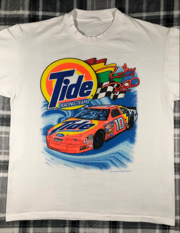 Vintage 90s Ricky Rudd T-Shirt, Tide Racing Team NASCAR T Shirt