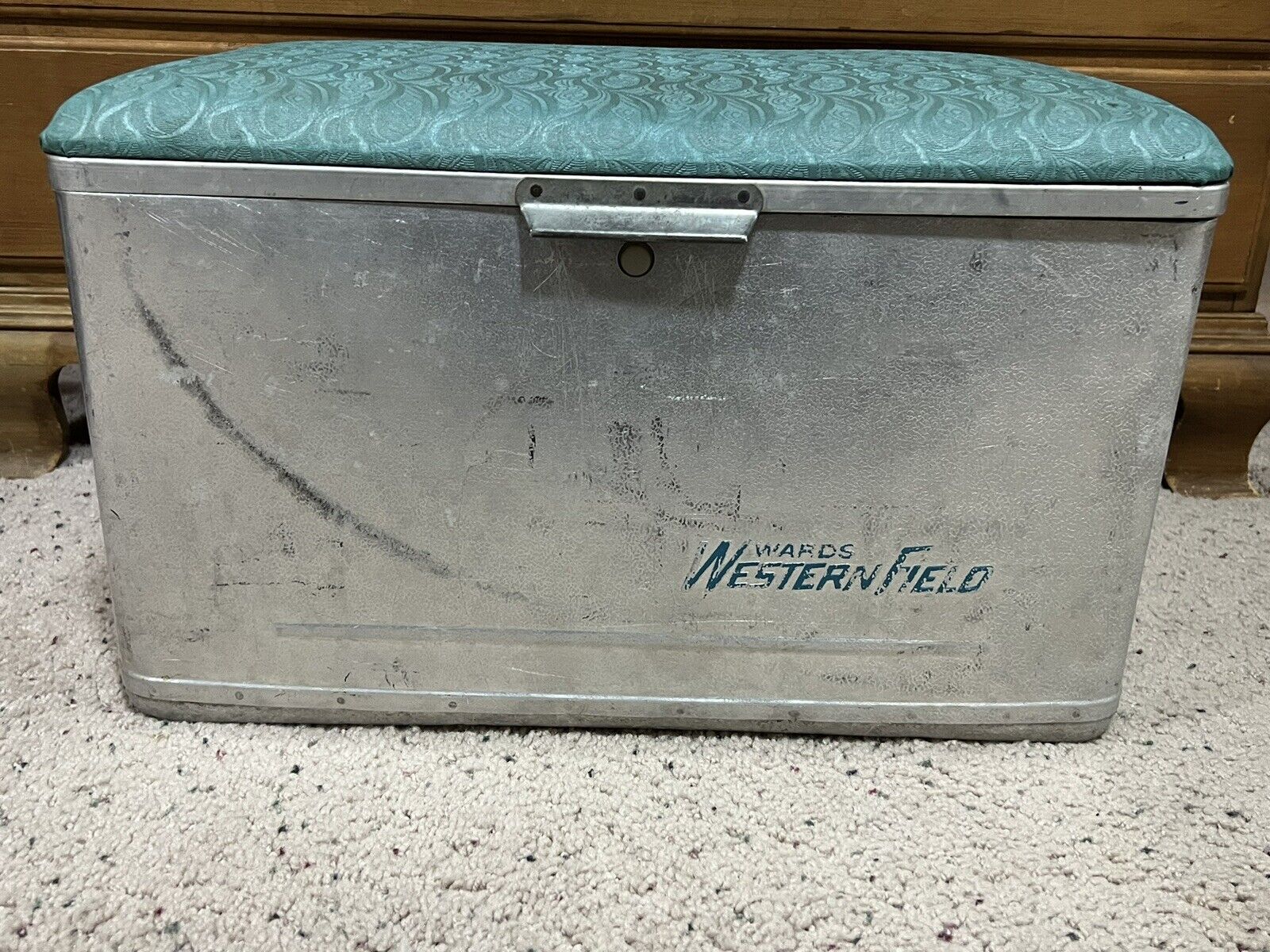 Vintage Wards Western Field Aluminum Seat Top Cooler 22\