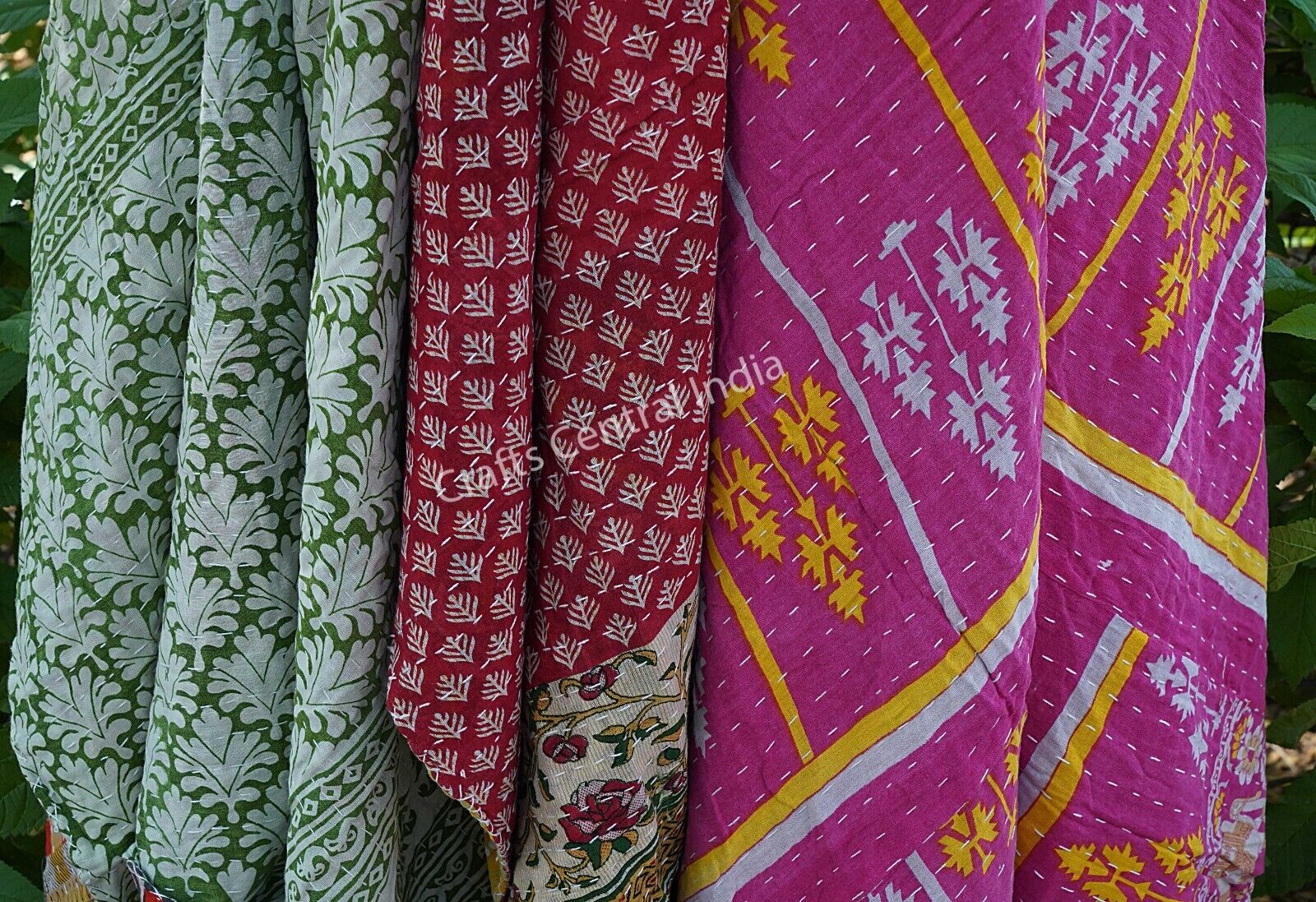 Wholesale Lot of Indian Handmade Cotton Kantha Quilt Throw Blanket Bedspread
