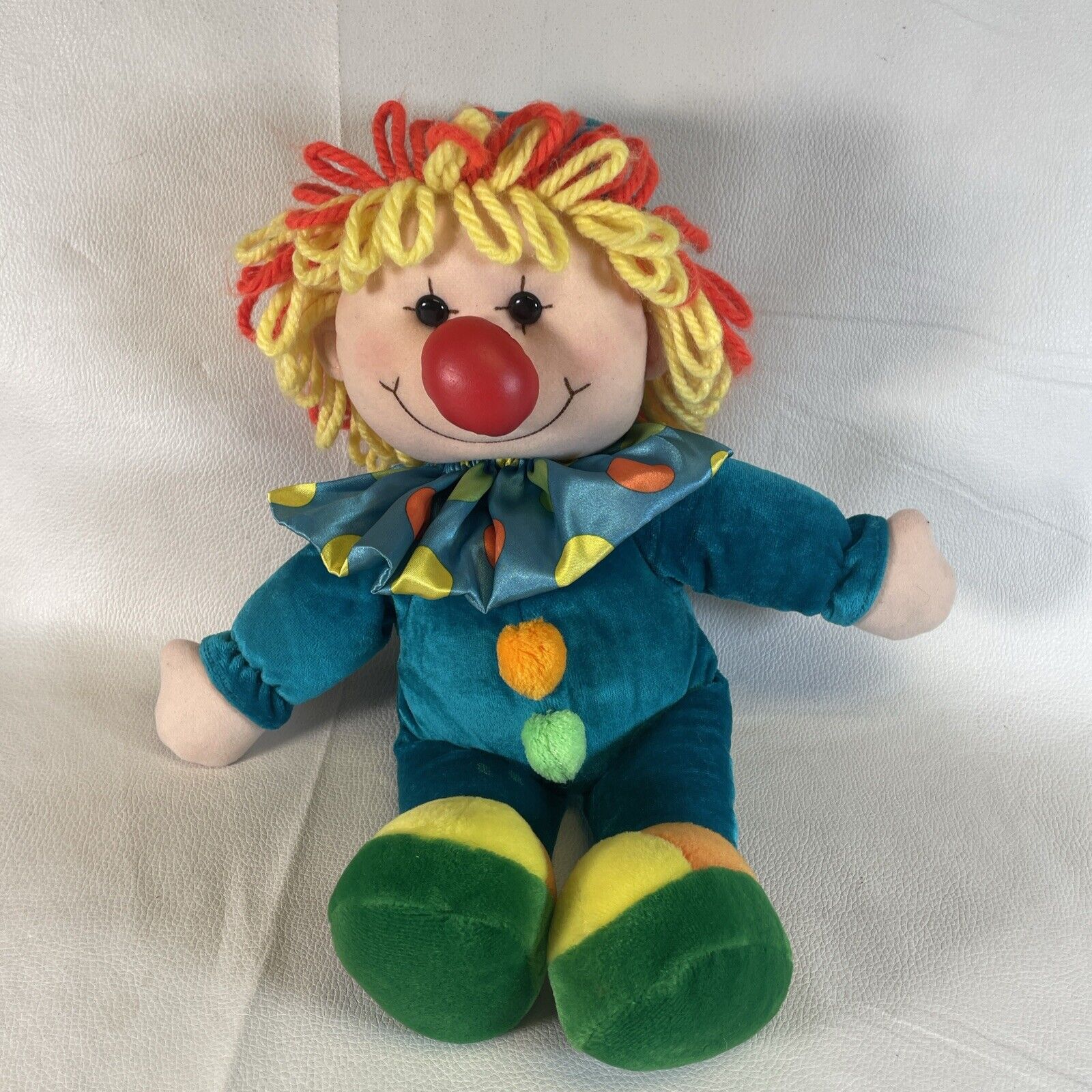 Vintage Jesty the Clown Squeaky Stuffed Plush Commonwealth 1990 Doll Yarn Hair
