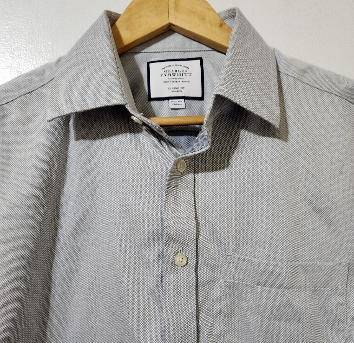 Charles Tyrwhitt Mens 15.5 Non-Iron Classic Textured Heavy Cotton Casual Shirt