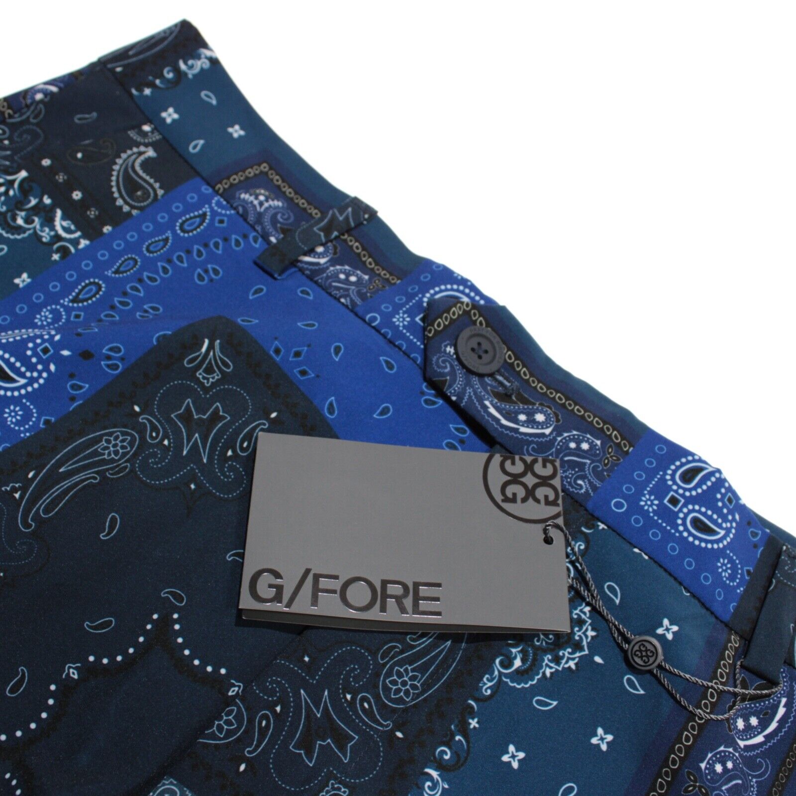 G/Fore NWT Golf Shorts Size 34 US In Blue Paisley Polyester Blend