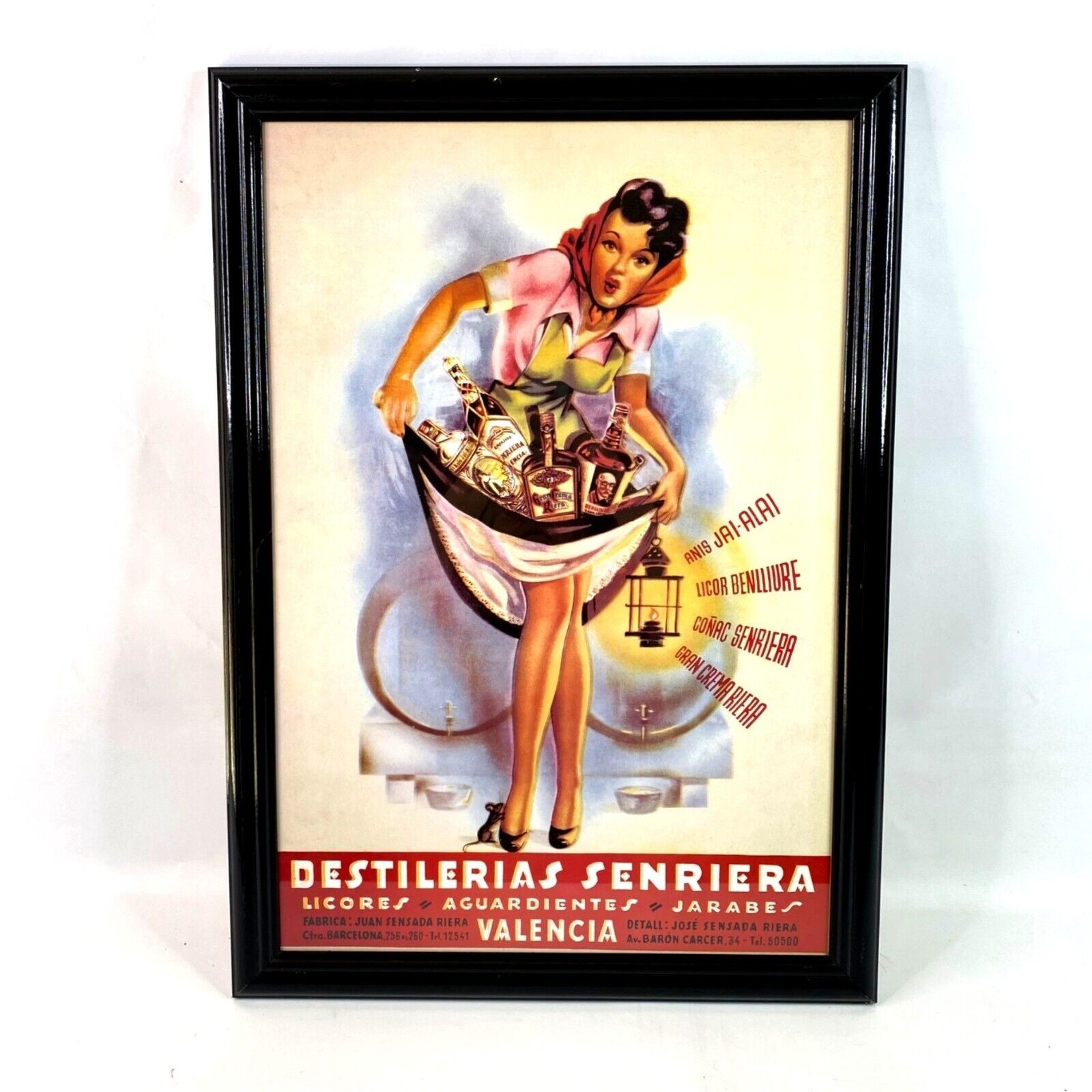 Reproduction Advertising Poster Senriera Distilleries Alcohol Framed Under Glass