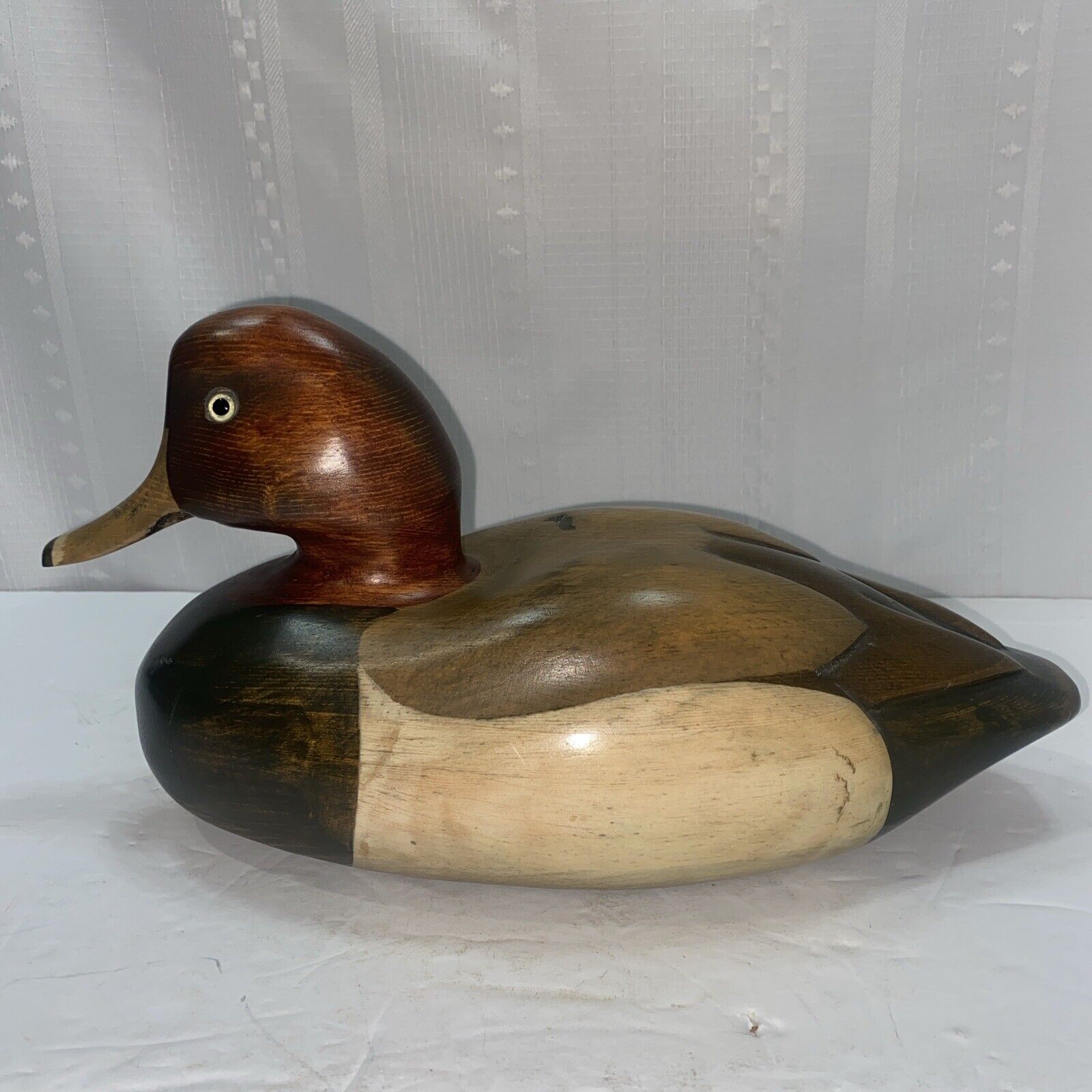 Estate Find Rare 1980\'s  Tom Taber Carved Wood Decoy Duck Signed