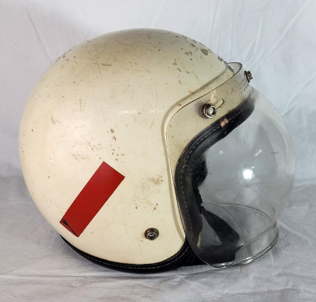Vintage Motorcycle Helmet with Bubble Face Shield