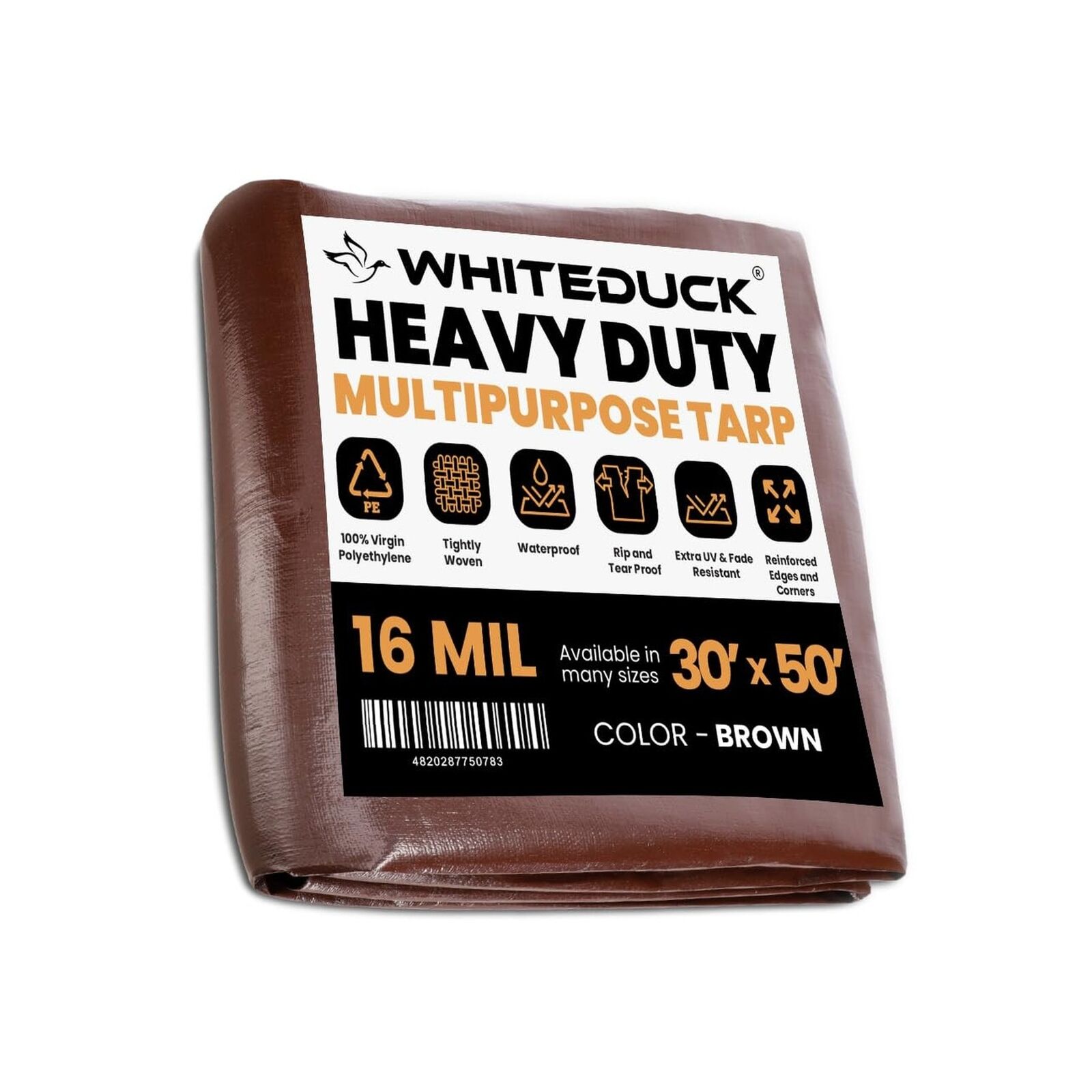 WHITEDUCK Super Heavy Duty Poly Tarp Cover 16 Mil & 10 Mil with Grommets and ...