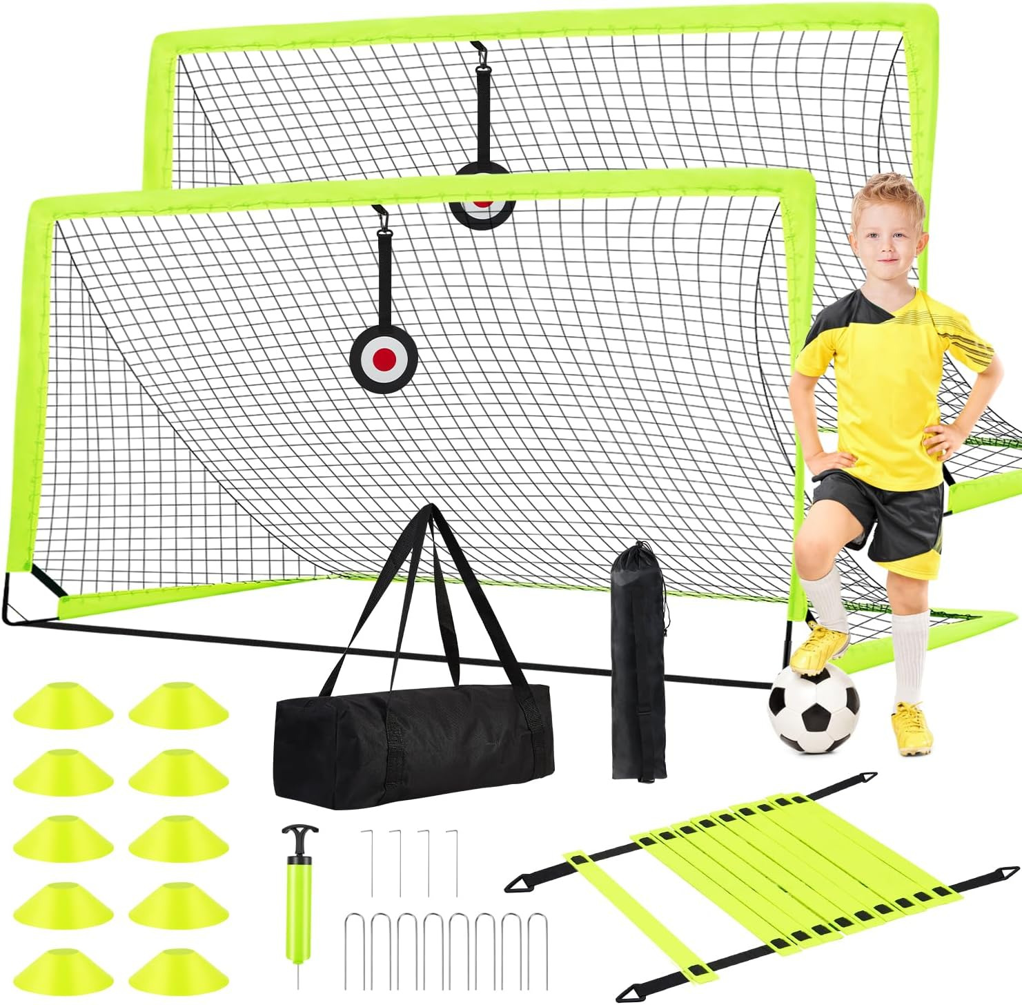 Soccer Goal - Set of 2 Soccer Nets, 6X4 Ft Portable Pop up Soccer Goals for Back