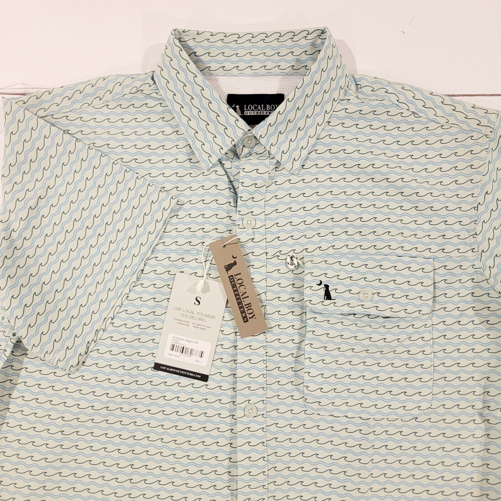 NWT Local Boy Outfitters Performance Short Sleeve Button Shirt Mens Size Small