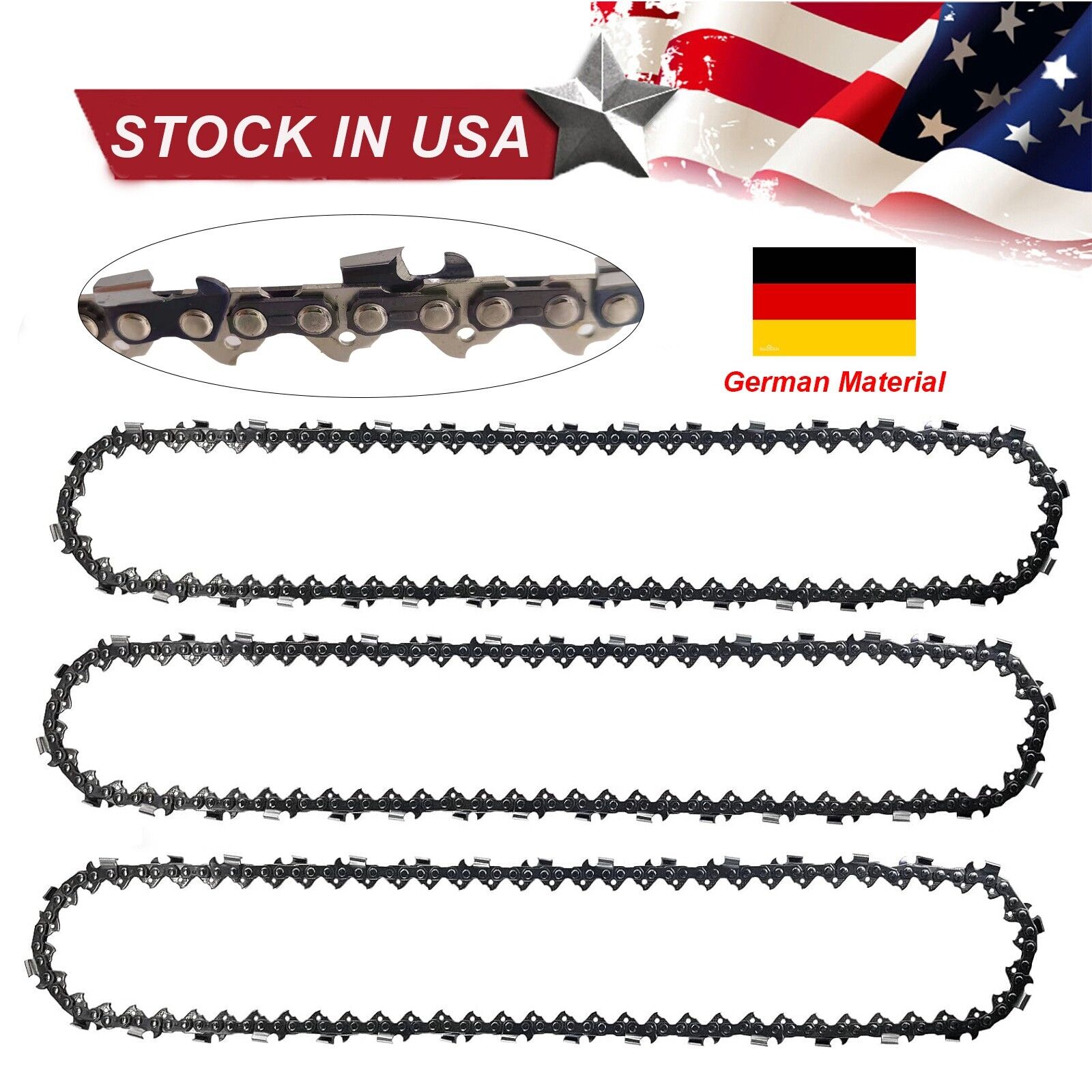 16 Inch Chainsaw Chain 3 Pack  - .050\