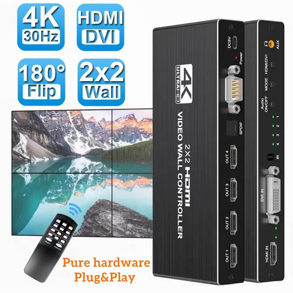 4K HDMI Video Wall Controller 2x2 HDMI DVI Video Multi Video Screen Processor 