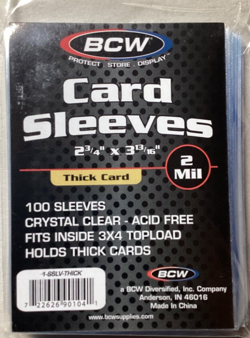 BCW Trading Card Sleeves 1 Unopened pack of 100 For Thick cards With Tracking
