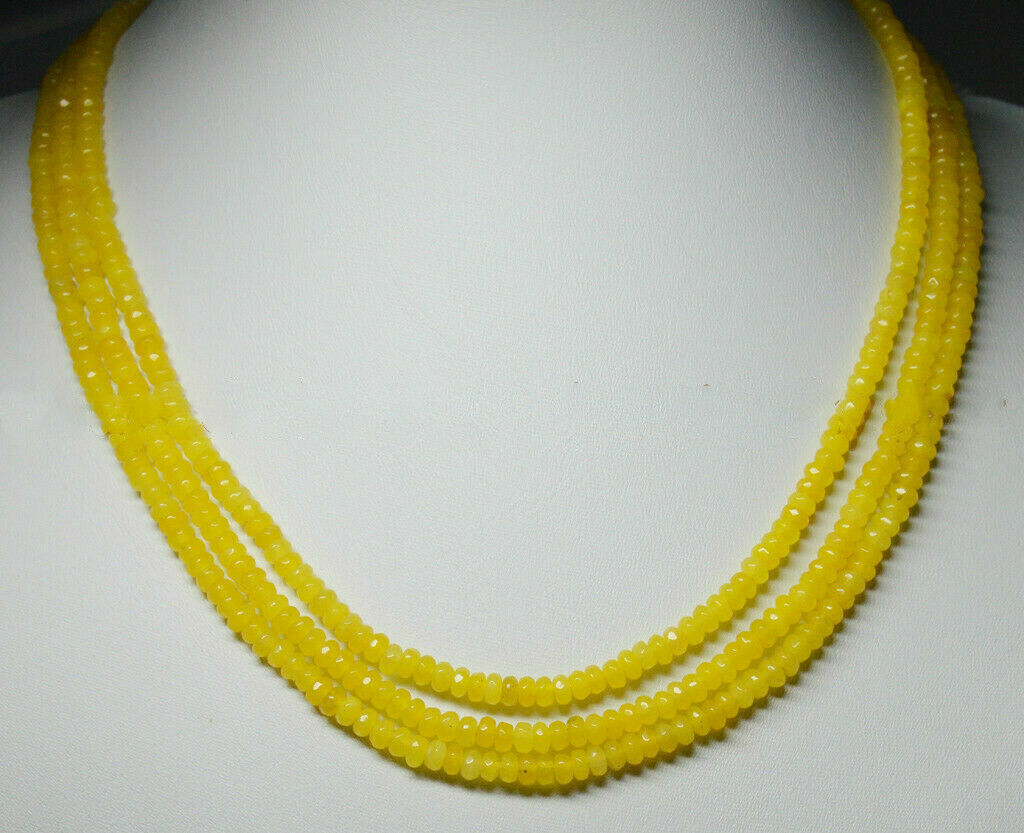 3 Rows Natural 2x4mm Faceted Rondelle Gemstone Beads Necklaces 17-19