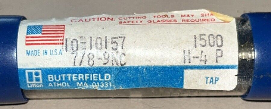 Vintage Union Butterfield 1010157 7/8-9NC 1500 H-4P Tap Metal Works