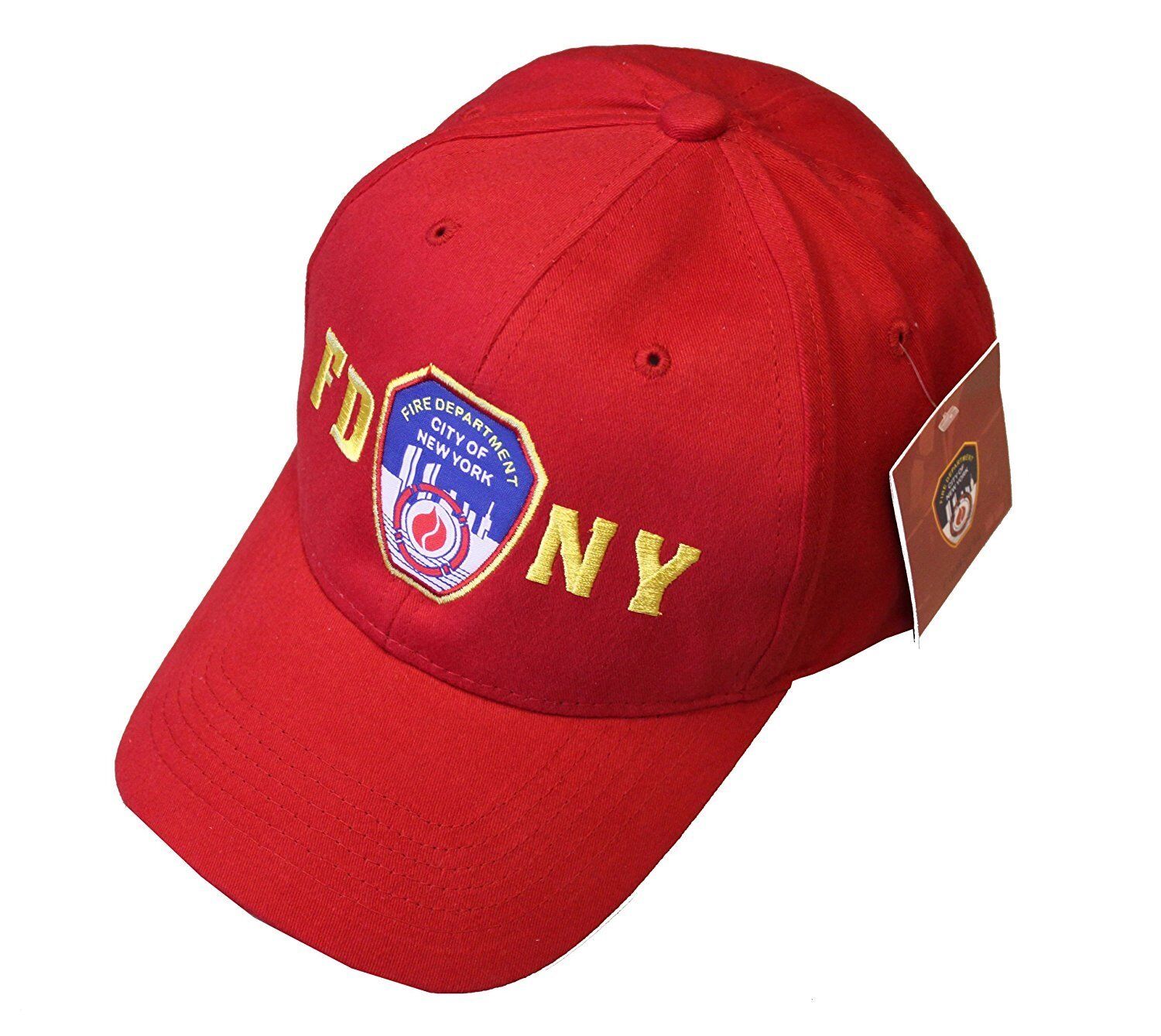 FDNY Baseball Hat Police Badge Fire Department Of New York City Red & Gold On...