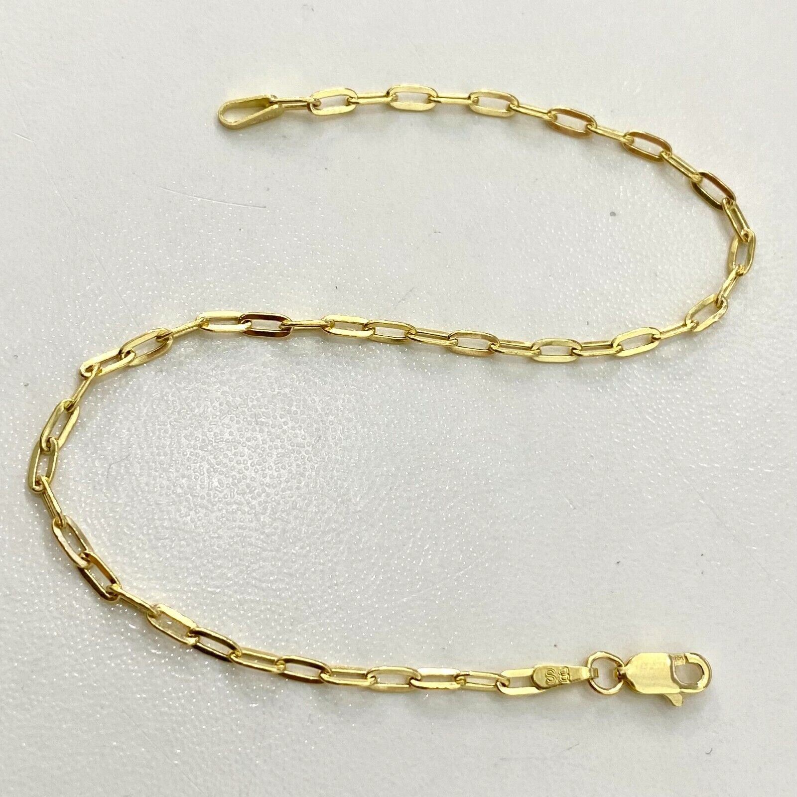 14K Yellow Paperclip Link Chain Bracelet 2mm - 7.5\