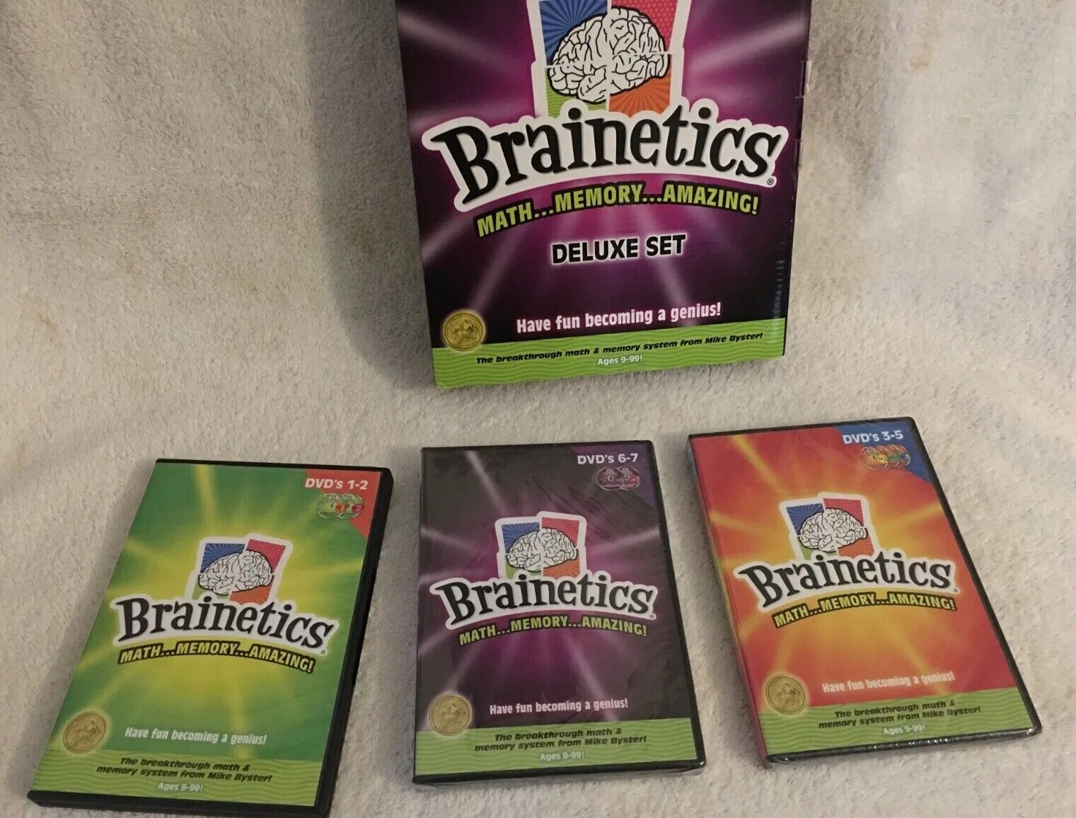 Brainetics Deluxe Math Memory System - Mike Byster 1-7 DVDs And Others