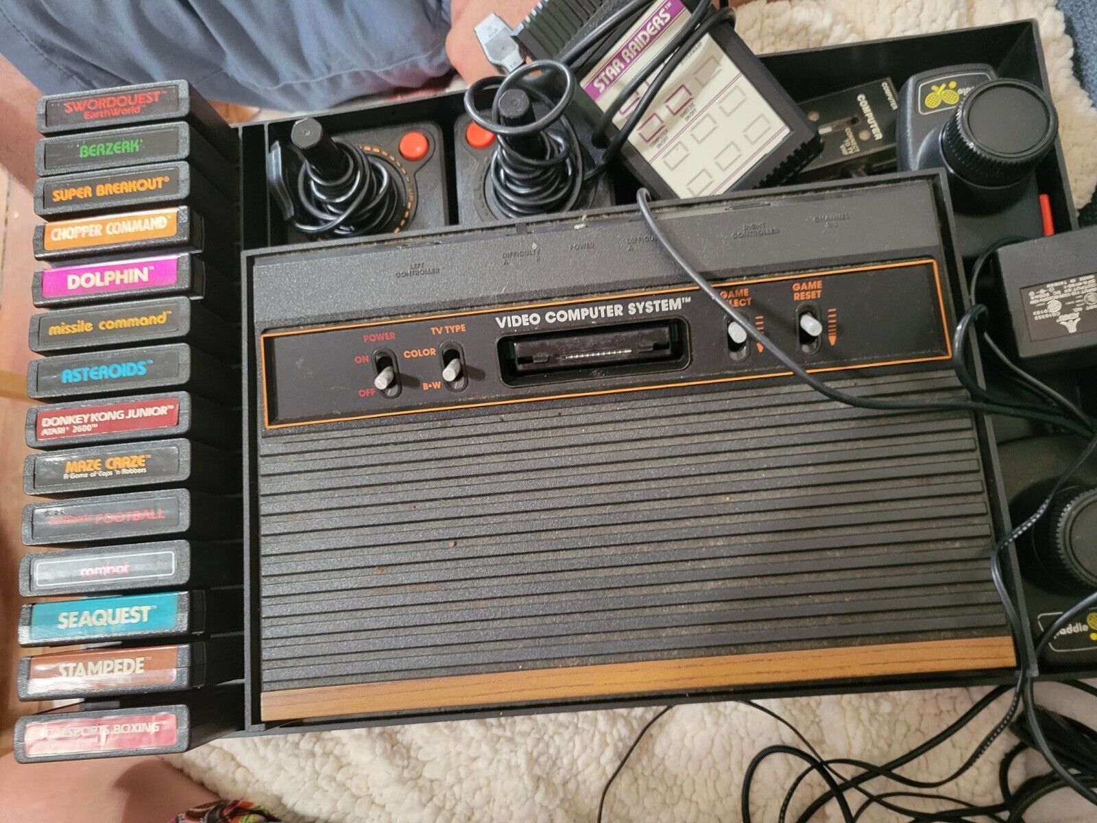 Vintage Atari CX-2600A Game Console Bundle 2 Paddles, 2 Joysticks,case, 28 Games
