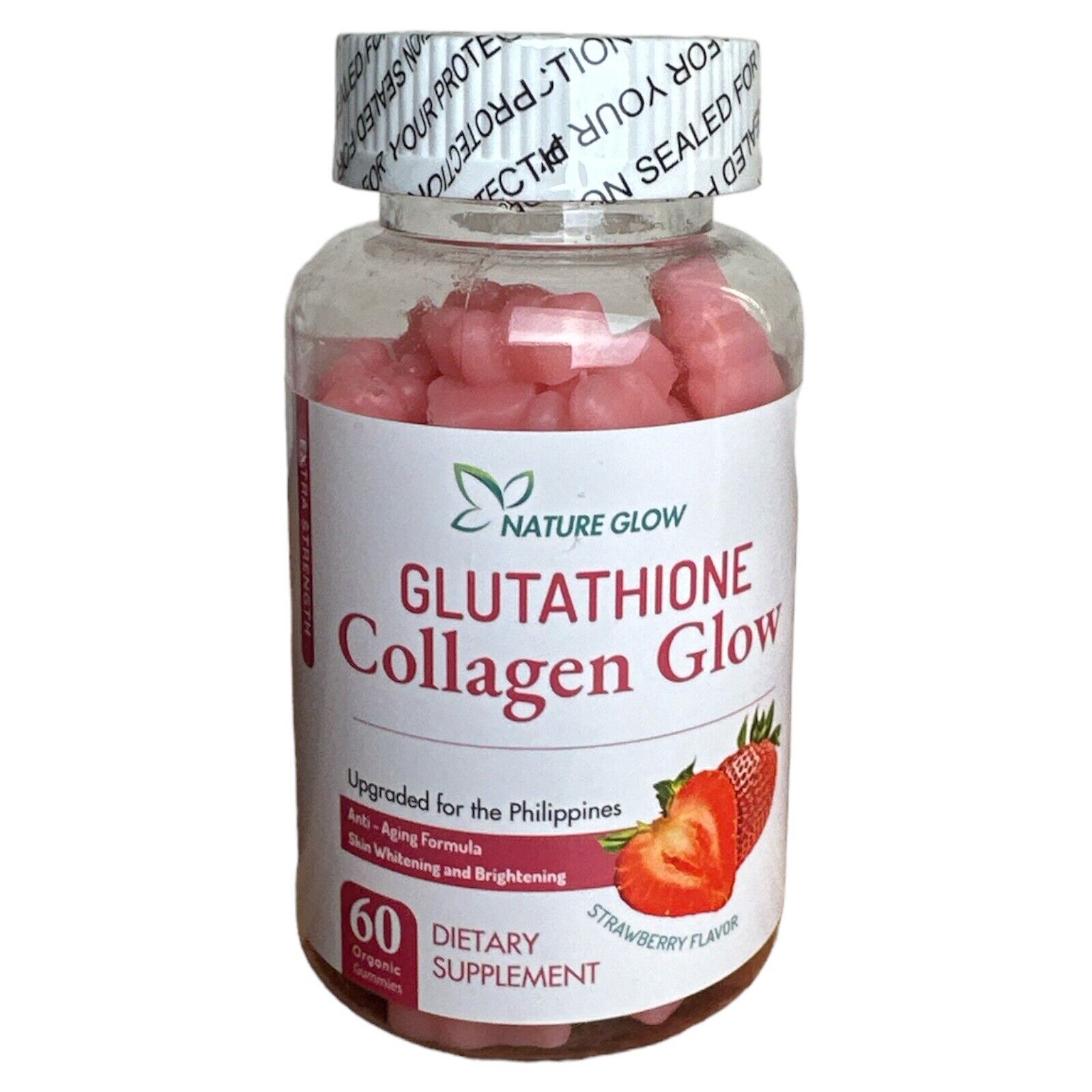Nature Glow Glutathione Collagen - Strawberry Flavor/60 Organic Chewable Gummies