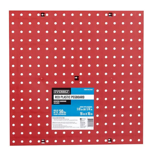 Everbilt 16 in. H x 16 in. W Plastic Pegboard in Red (50 lbs. Capacity) 10-Pack