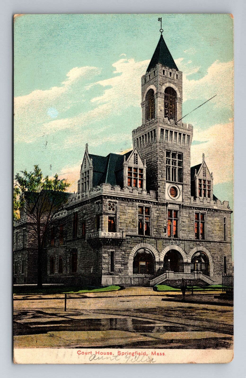 Springfield, MA-Massachusetts, Court House c1908, Vintage Souvenir Postcard