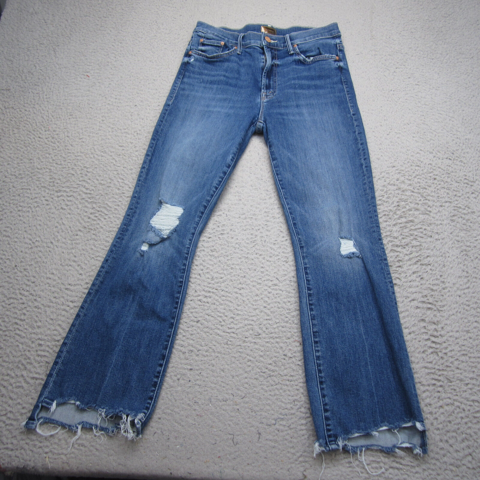 Mother Jeans Womens 28 Blue The Insider Crop Step Chew Dancing On Coals Distress