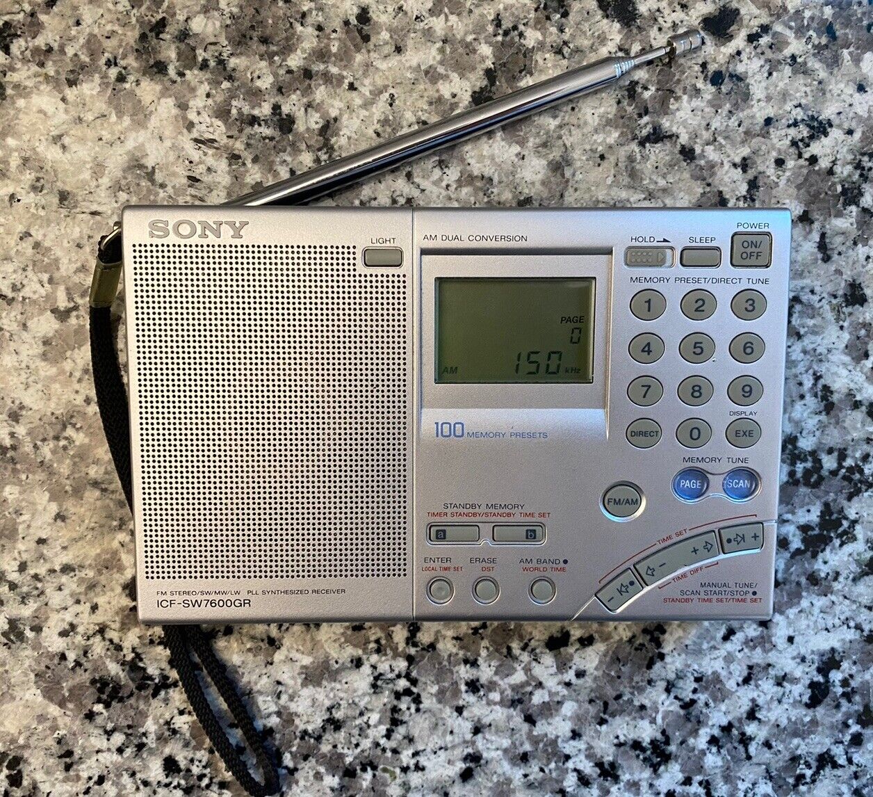 SONY ICF-SW7600GR Portable Radio Receiver Used Silver Color See Description