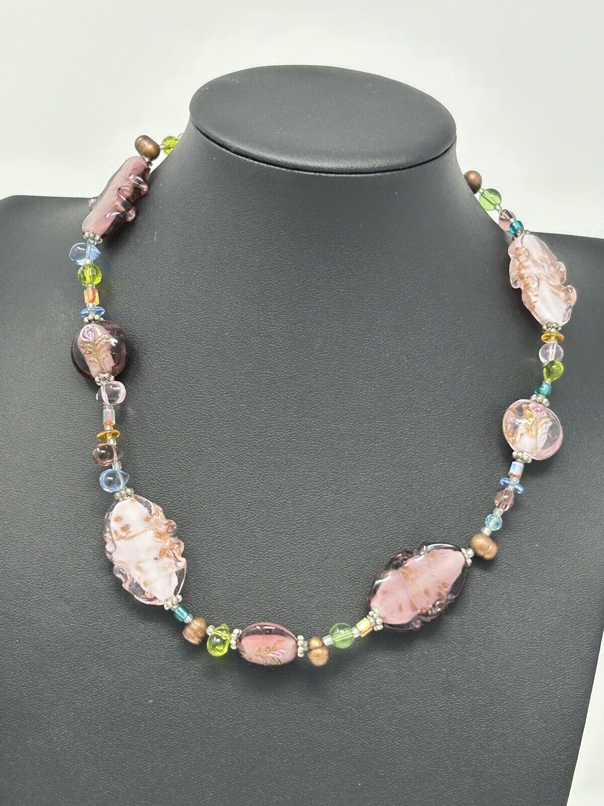 vintage premier design art glass choker necklace