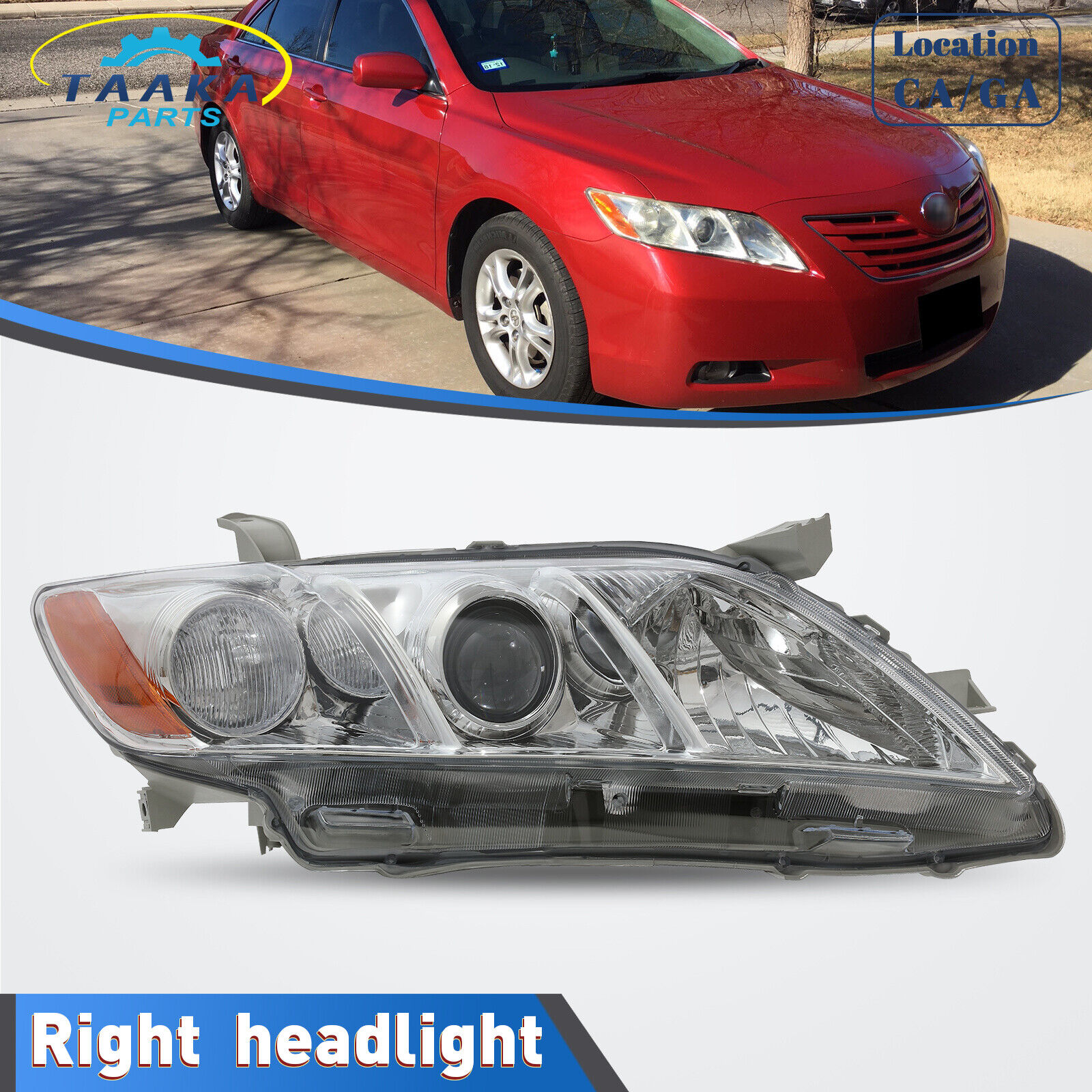 RH Right Passenger Side Headlight Headlamp Assembly For 2007-2009 Toyota Camry