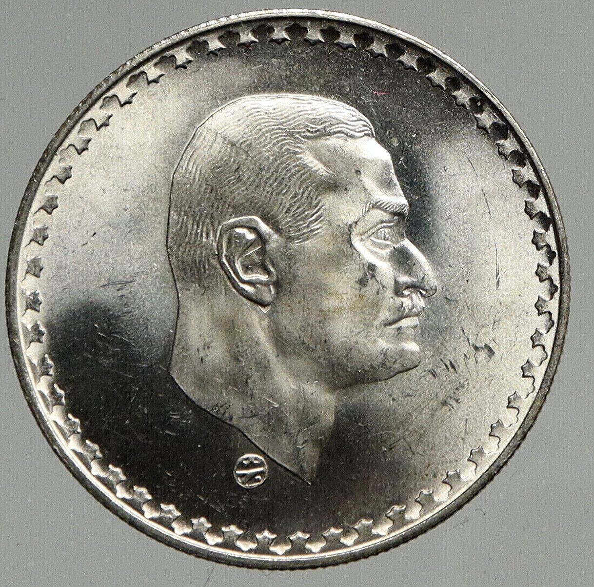1970 EGYPT w President Nasser Hussein VINTAGE Antique Silver 50 Pias Coin i94652
