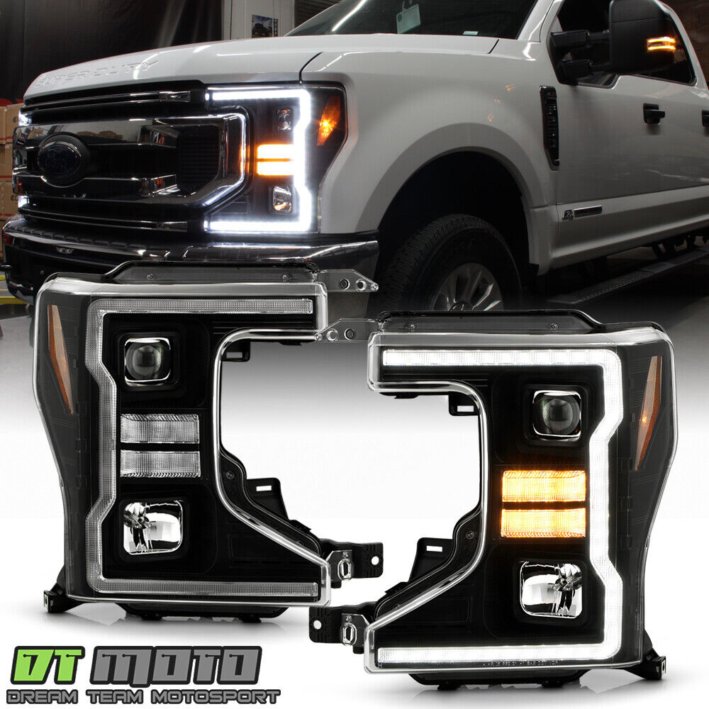 For 2020-2022 Ford F250 F350 Halogen LED Tube w/ LED Signal Projector Headlights