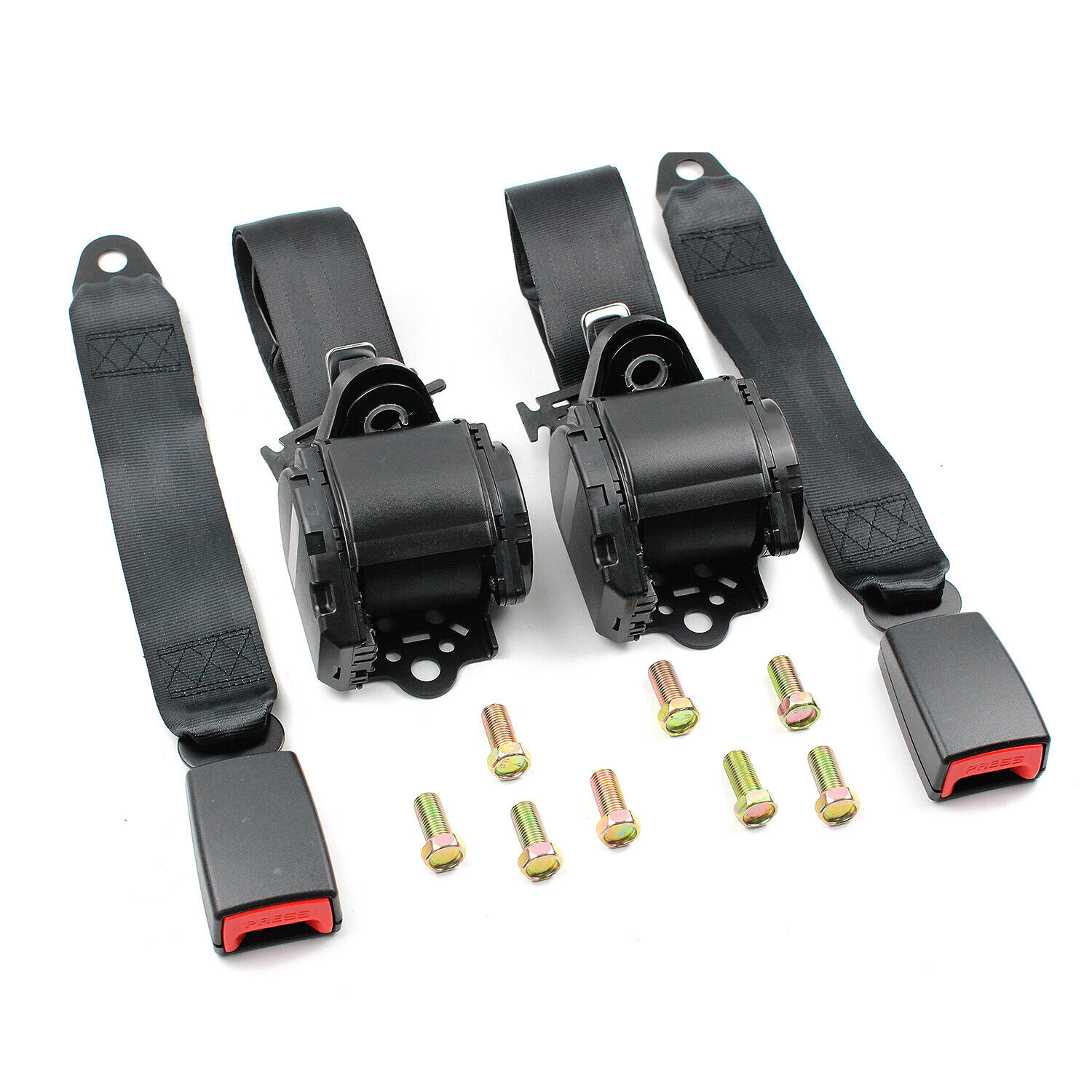 Retractable Adjustable 3 Point Safety Seat Belt Straps Universal Kit Car Vehicle