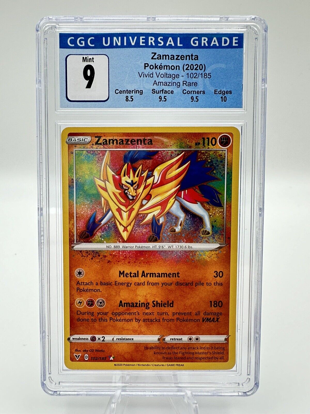 Zamazenta Vivid Voltage Amazing Rare 102/185 Pokemon Card CGC 9 Mint