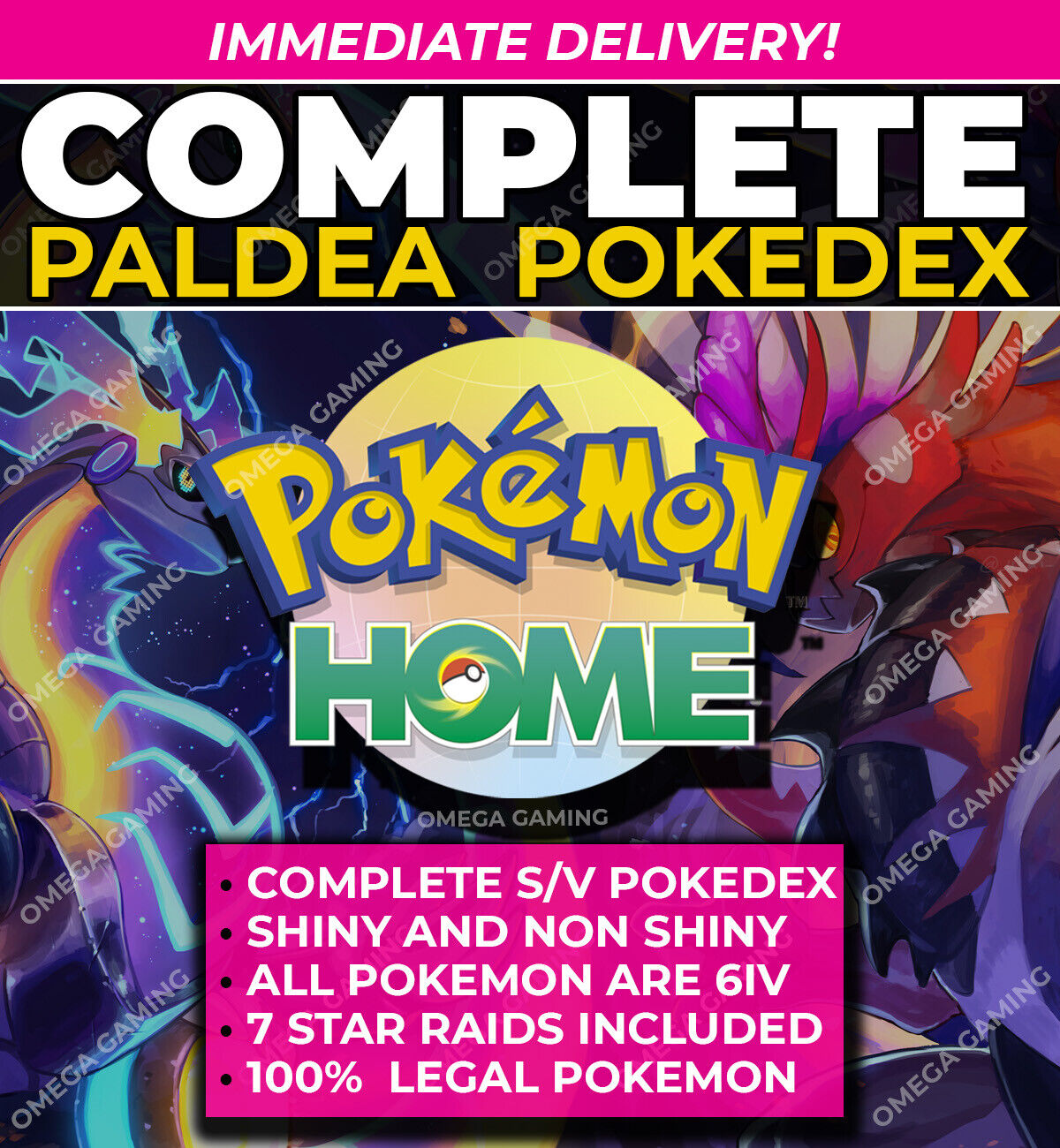 Pokemon Home Gen 9 Paldea Dex SHINY Scarlet Violet Living Pokedex + 7 Star RAIDS