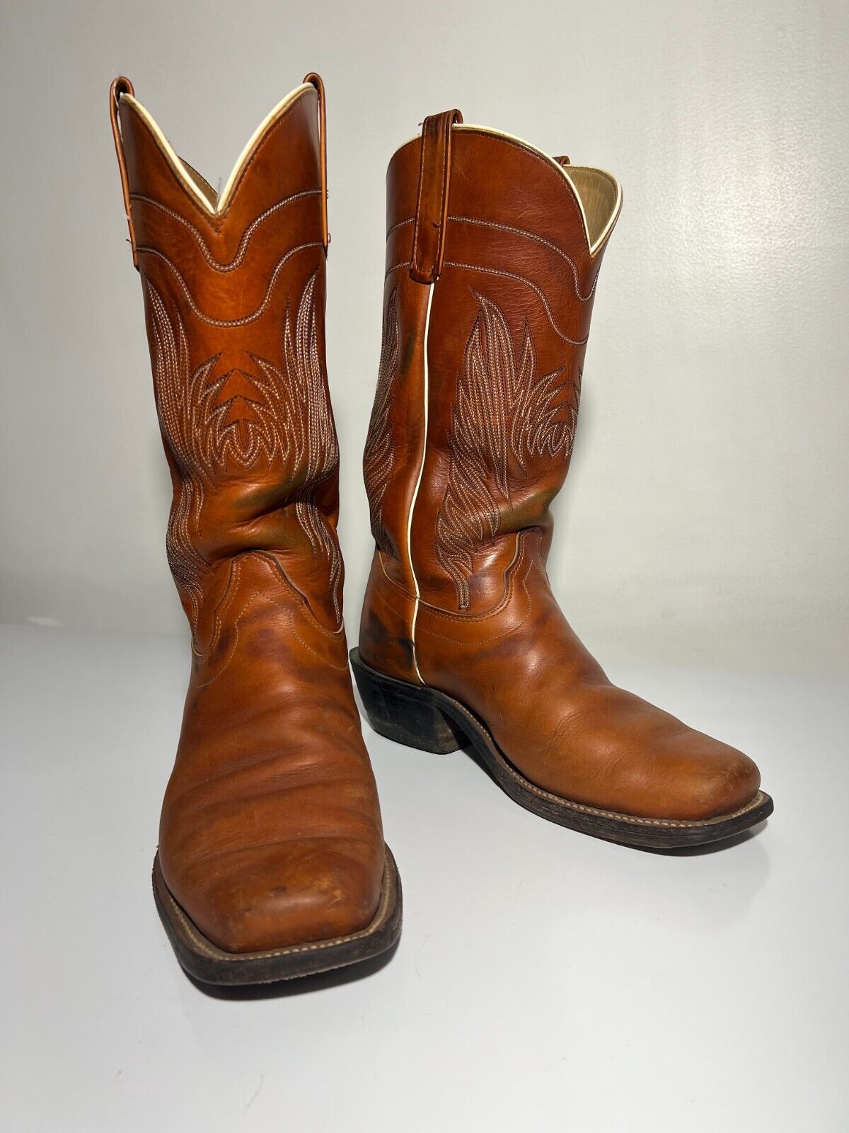 Olathe Men\'s Custom Tan Orley Square-Toe Cowboy Work Boots, Size 10D