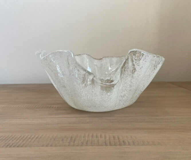 Vintage Iwata Toshichi Japan Asian Art Hand Blown Glass Sculpture Bowl MCM