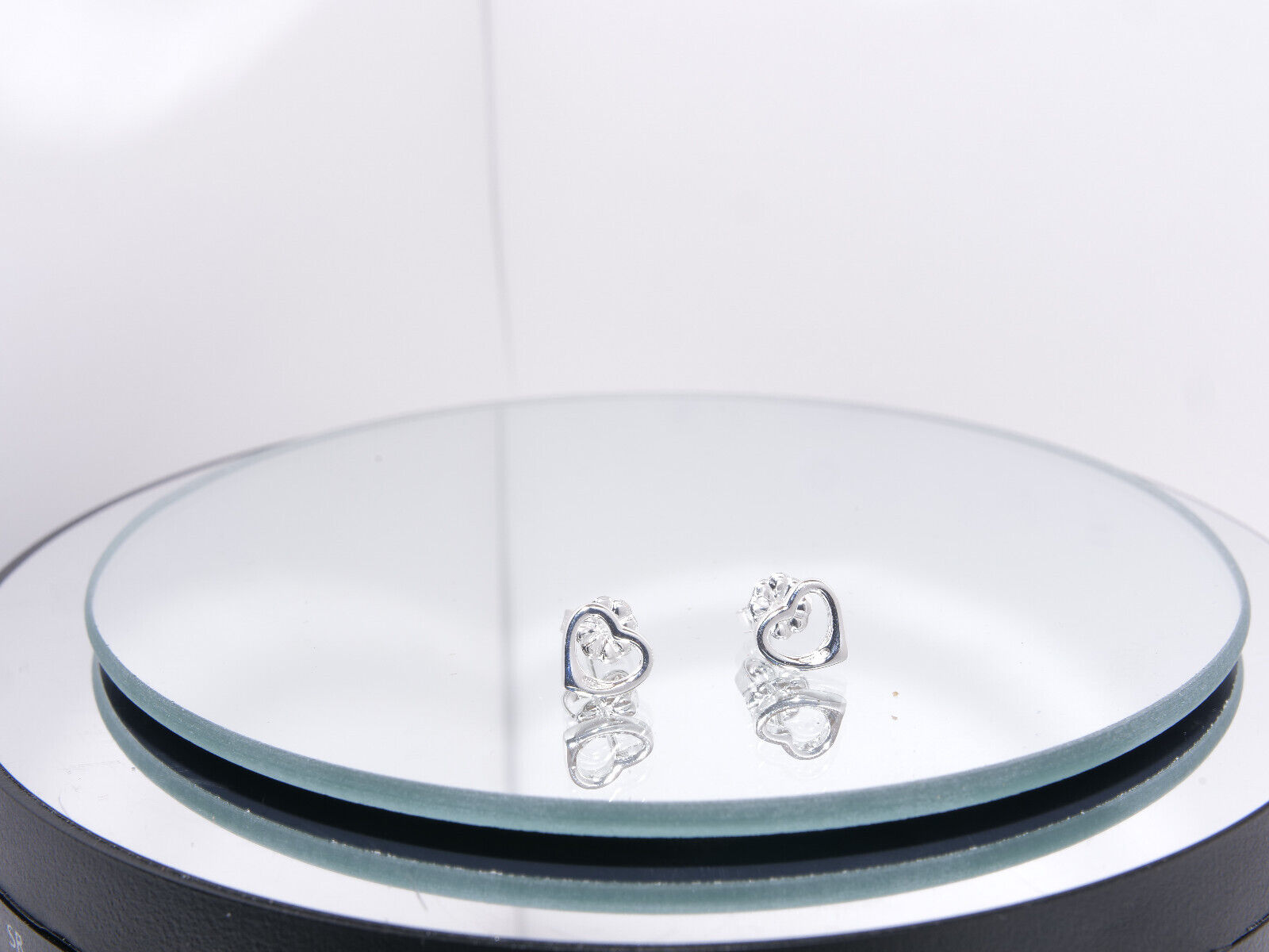 Tiffany & Co. Elsa Peretti Open Heart Stud Earrings Silver w/Box & Pouch