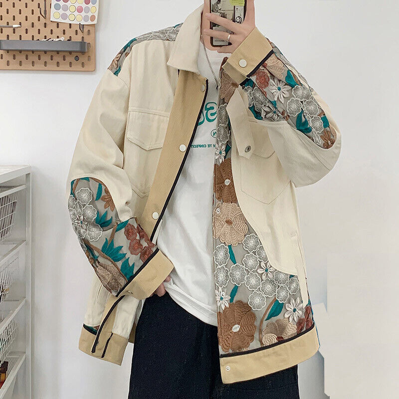 Mens Embroidery Loose Chinese Style Design Fashion Coat Tops Jackets 