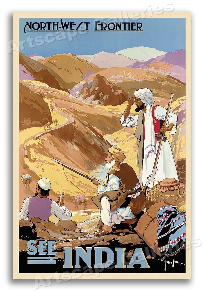 1930 See India - Northwest Frontier - Vintage Style Travel Poster - 24x36