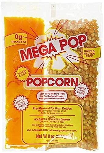 Gold Medal 2611432 Gold Medal Mega Pop Popcorn Butter 8 Oz. 36/Carton (2836)