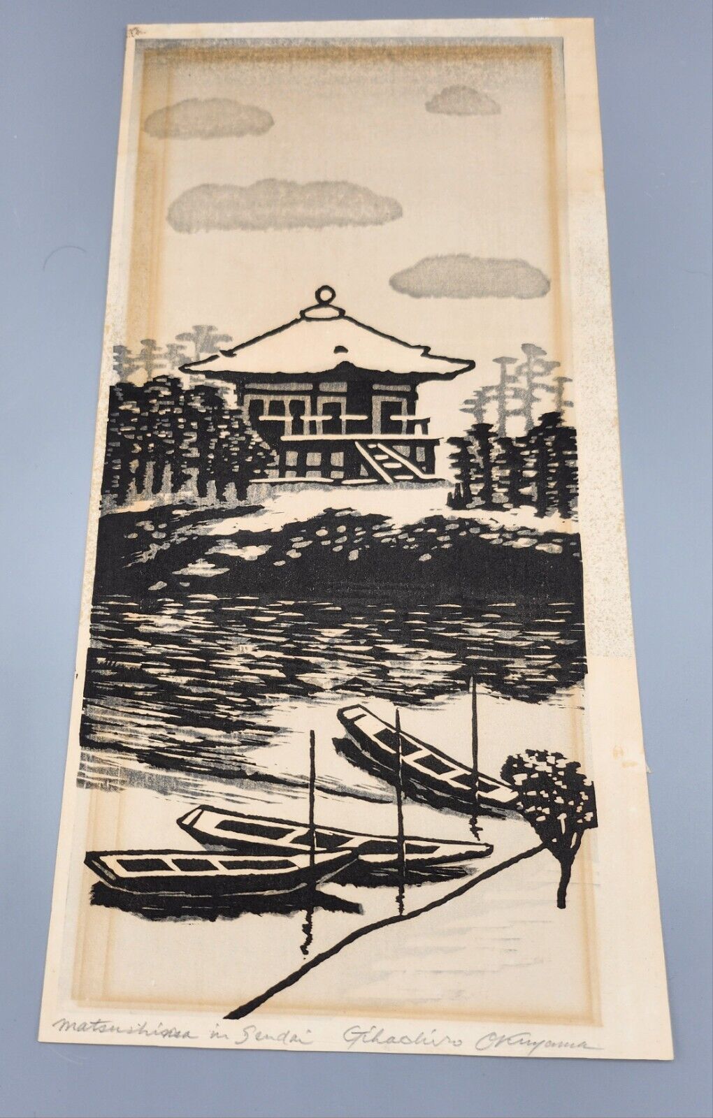 VTG GIHACHIRO OKUYAMA Wood-Block Print