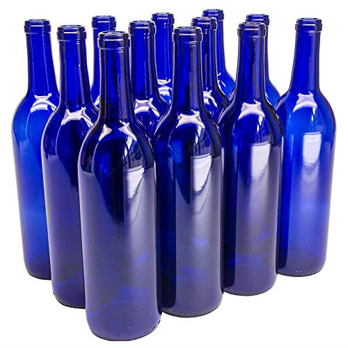Cobalt Blue Wine Bottles -12 a Box, 750 mL Bordeaux