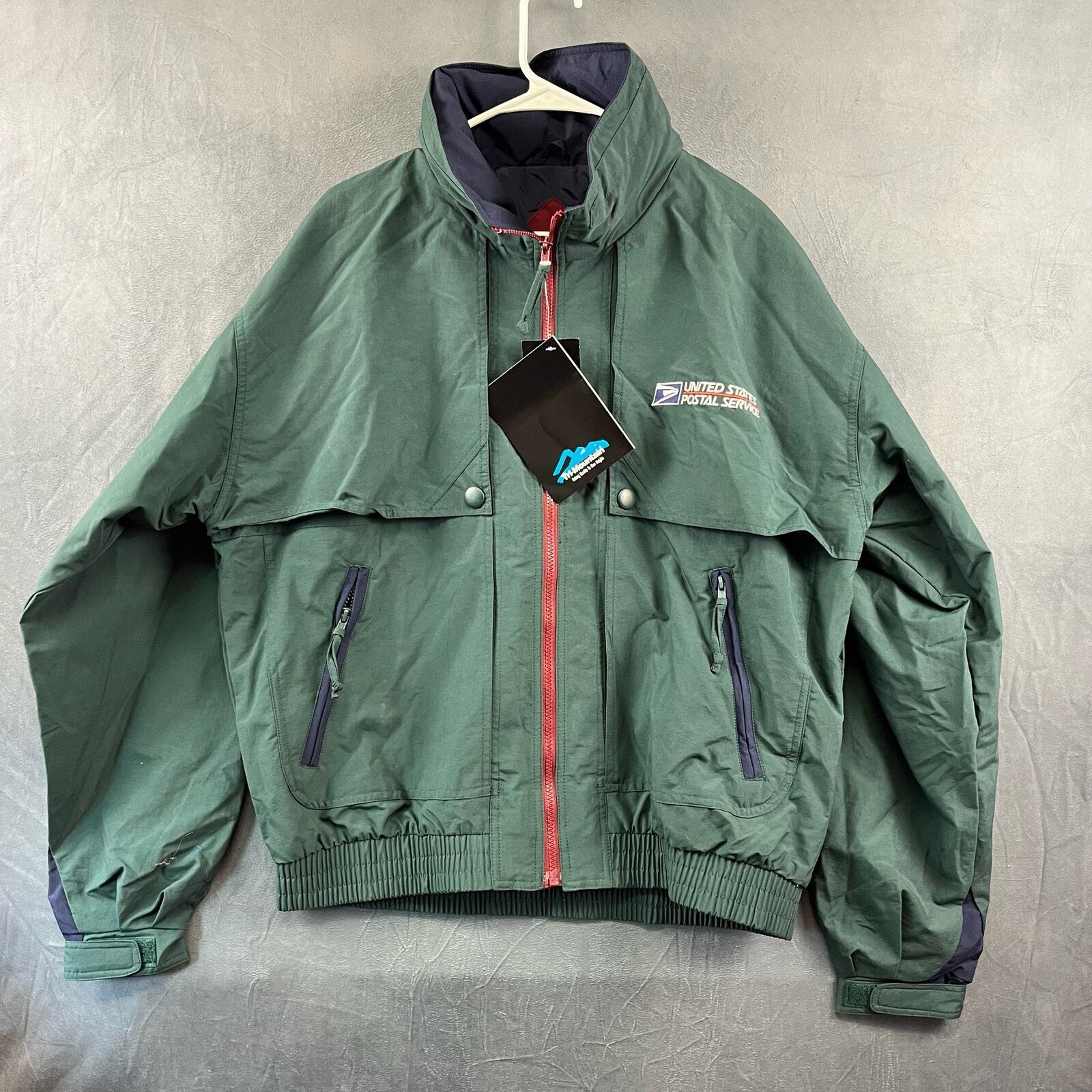 NWT Vintage Tri Mountain USPS Performance Packable Hood Jacket Zip Up Large 