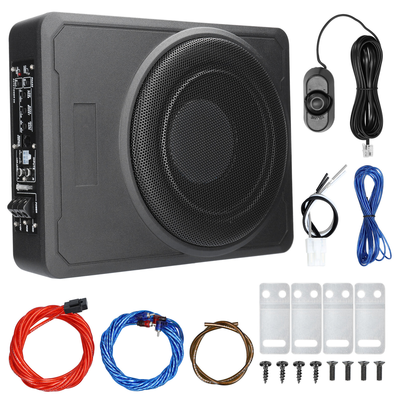 10” 600W Under Seat Car Subwoofer Built in Amp Active Bass Audio Speaker F6A0