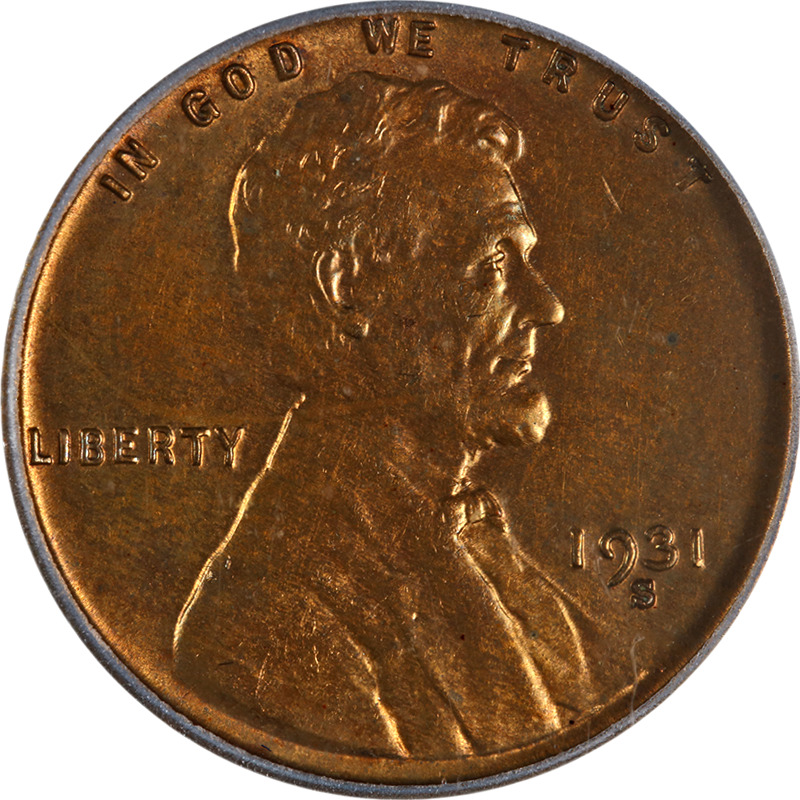 1931-S Lincoln Cent ICG MS62 RB Key Date Great Eye Appeal Strong Strike