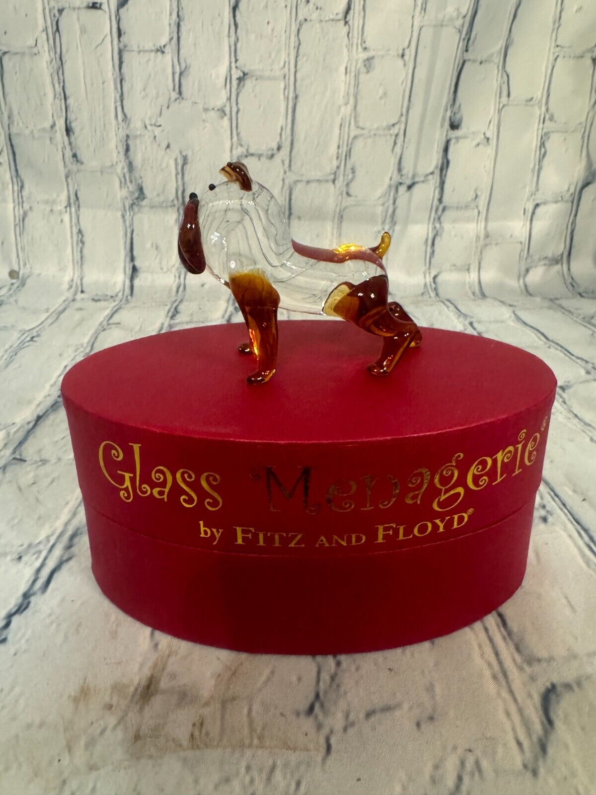 Fitz And Floyd 2009 Glass Bull Dog Glass Menagerie 43/134 with case