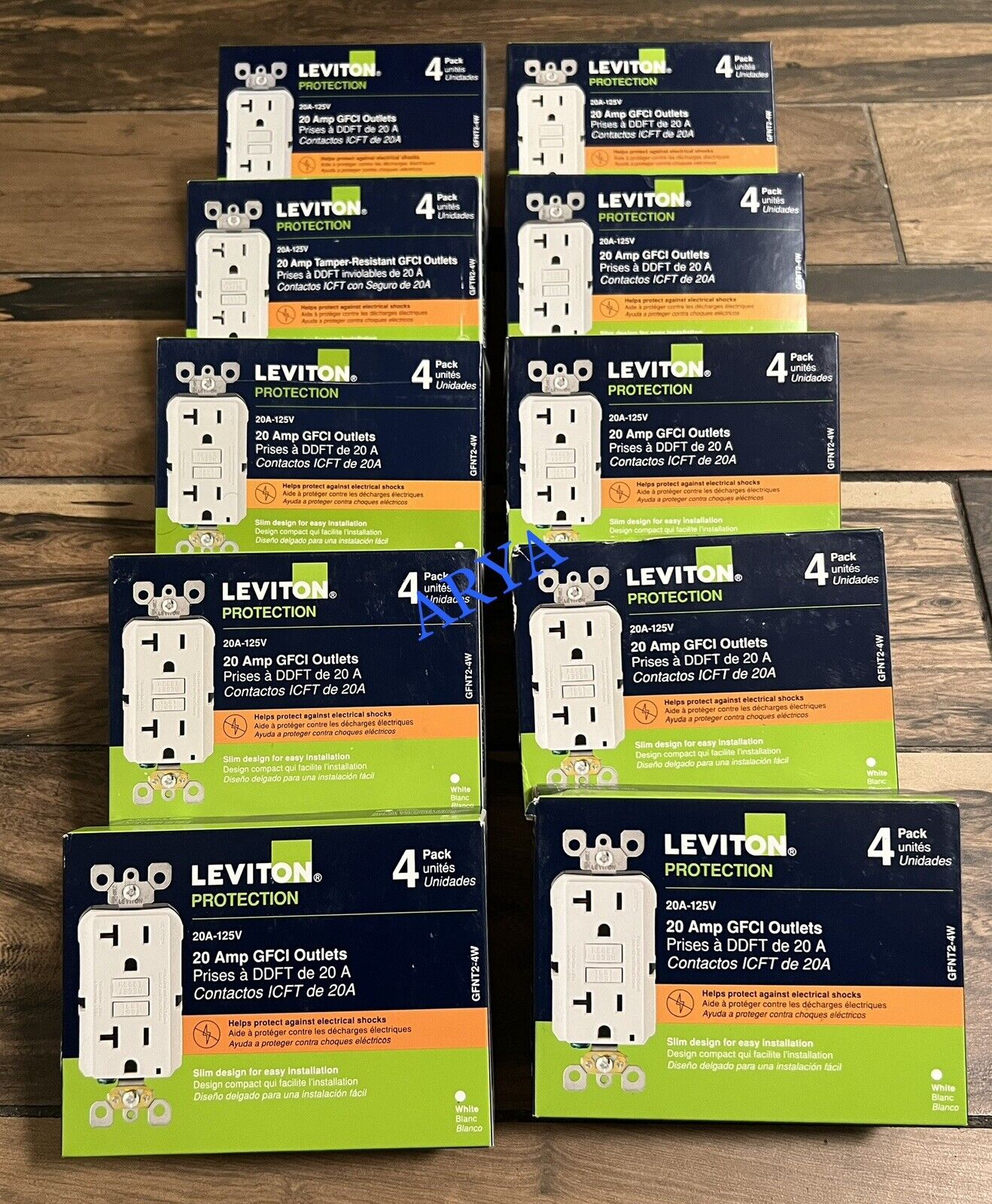 ( 40 PCS)Leviton GFNT2-4W 20A 125V GFCI Outlets Self-Test Slim White