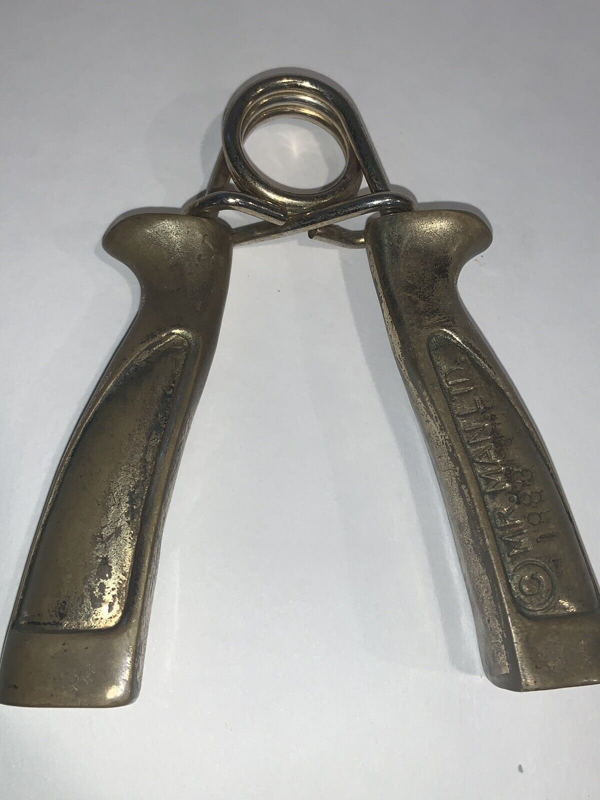 VINTAGE HAND GRIP EXERCISE SQUEEZER MR MAN 1983 SOLID HEAVY BRASS
