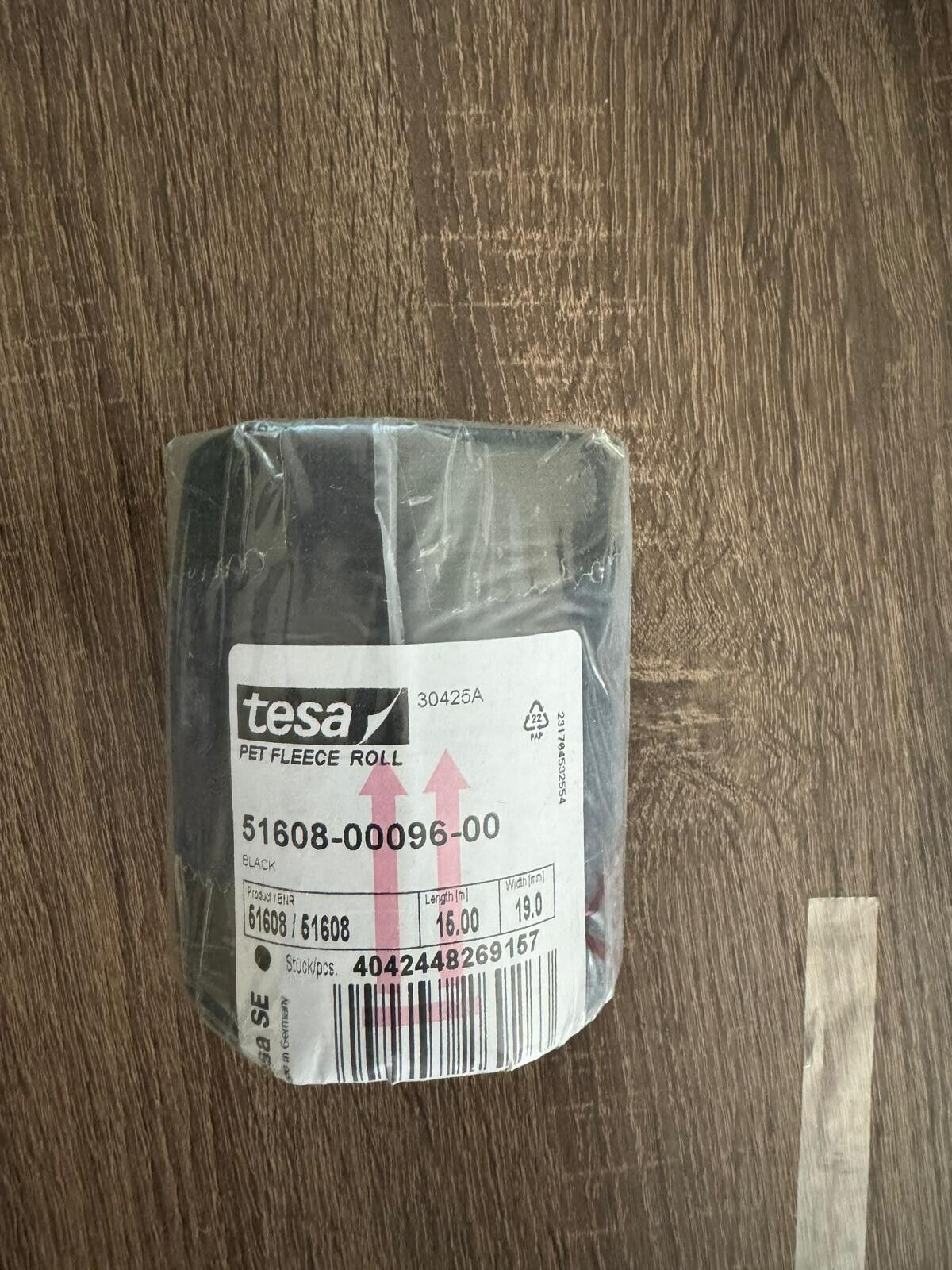 tesa 51608 19mm Adhesive Wiring Loom Cloth Tape Roll - Black, 15m