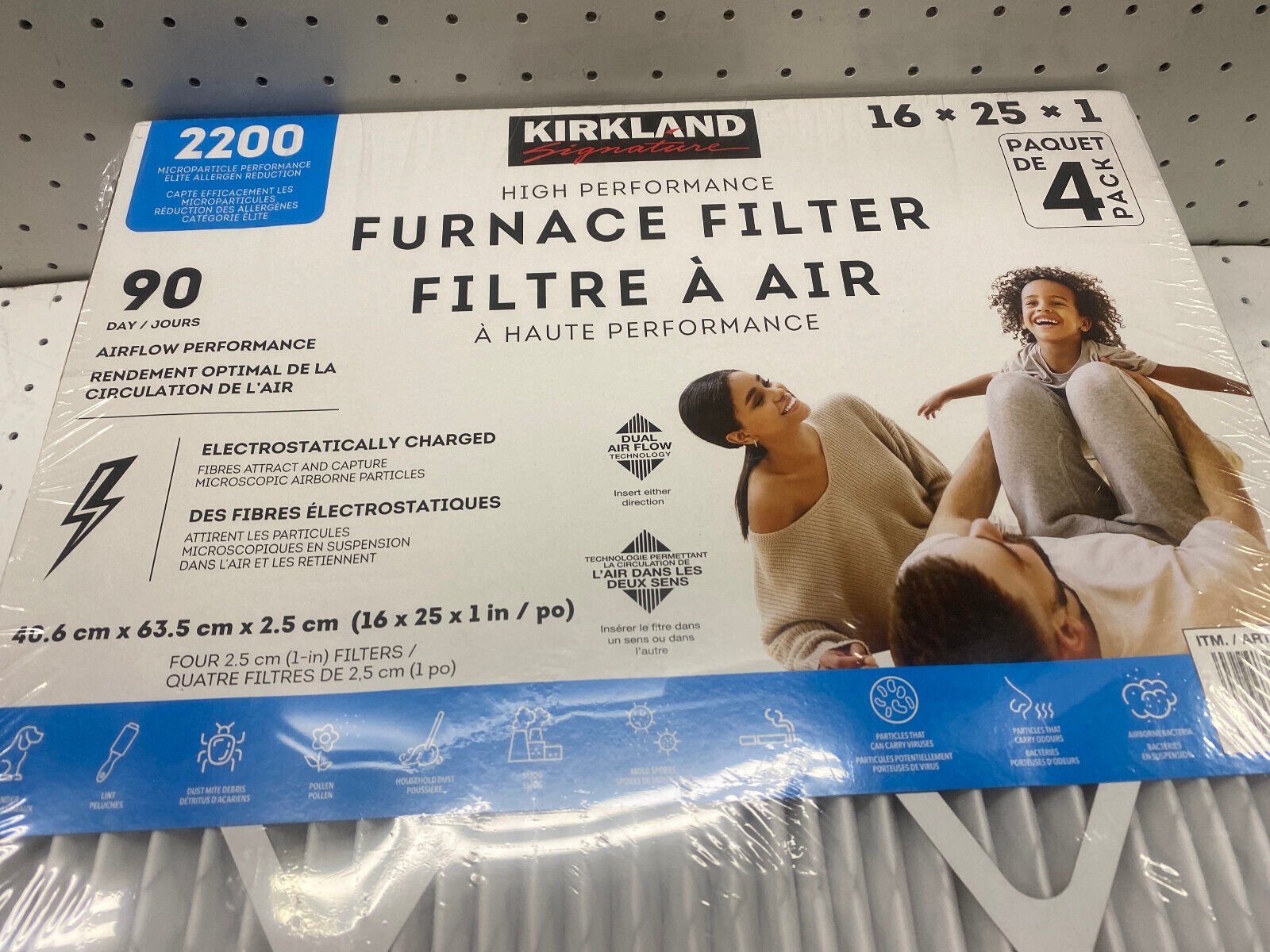 Kirkland 3M High Performance Air Furnace Filter 4 Pack 16X25X1